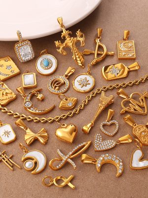 Love Star Moon Eiffel Tower Cross Multi-Element Diamond-Embedded Light Luxury DIY Bracelet Necklace Pendant Accessories