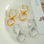 New Exaggerated Earrings Female Curved Line Art Ornament High Grade Stainless Steel Earrings
