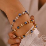 Devil's Eye Drop Oil Retro Affordable Luxury Bracelet Diamond-Embedded Stainless Steel Plated 18K Real Gold Magnet Bracelet