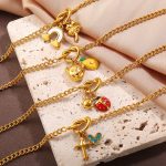 New DIY Drop Oil Pendant Bracelet Female Stainless Steel 18K Gold Plating Simple Jewelry