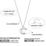 color: KP160-037--C Shape Pendant Steel Color Necklace -40+5cm