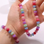 New Colorful Natural Stone Abacus Beads Bracelet Light Luxury Versatile Personality Earrings Jewelry Women