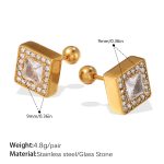color: EH1026WEG White Stone Gold Stud Earrings