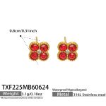 color: TXF225-Red Color Zircon Gold Earrings