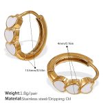 color: EH1145WEG White Enamel Small Hoop Earrings