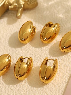 Single Product Earrings New Color Retention New Retro Ear Clip Advanced Clipped Button Oval Buckle