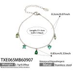 color: TXE065-Green Zircon Steel Color Bracelet -17+5cm
