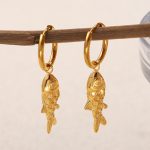 Retro Elegant Jewelry Stainless Steel Plated 18K Gold Ocean Series Small Fish Shape Ear Clip