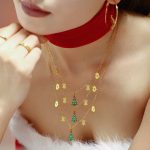 Christmas Elements Green Dripping Zircon Stainless Steel Small Tree Gloves Elk Pendant Necklace Romantic Gift for Women