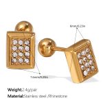 color: EH990WEG White Rhinestone Gold Stud Earrings