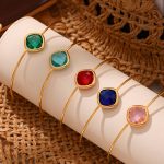 Cut Czech Glass Open-Ended Bracelet Design Light Luxury Temperament Fine Circle Gem Jewelry Bracelet