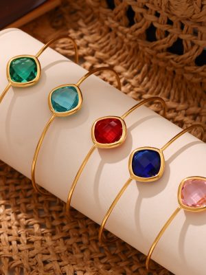 Cut Czech Glass Open-Ended Bracelet Design Light Luxury Temperament Fine Circle Gem Jewelry Bracelet