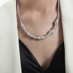 color: P1775-Steel Color Necklace -47+5cm