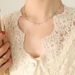 color: P533-Steel Color Heart Necklace -40+5cm