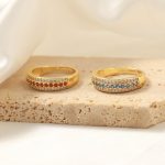 New Advanced Versatile Personality Copper Material Inlaid Color Diamond Open Adjustable Ring Ornament