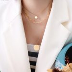 Three-Layer Twin Clavicle Chain Stainless Steel Plated 18K Real Gold Necklace Cold Necklace Jewelry P595