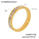 color: A194-Single-row Full Pave Zircon Gold Ring / size: US 4
