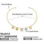 color: P718-A Style Cracked Ice Stone Gold Choker