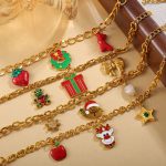 New Christmas Series DIY Pendant Bracelet Stainless Steel 18K Gold Plating Cute