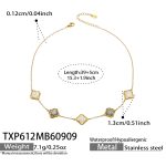 color: TXP612-Black Cracked Ice Stone Flower Gold Necklace -39+5cm