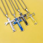 Ornament Diamond Necklace Cross Pendant Neck Accessories Versatile Simple Retro Men's Clothing Accessories Sweater Chain