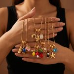 Retro Mixed Rose Envelope Multi-Shape DIY Pendant Necklace Stainless Steel 18K Gold Plating Necklace