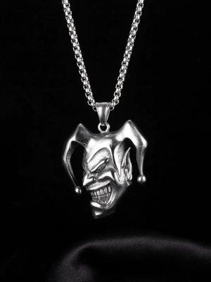 Ethnic Skull Clown Mask Vintage Motorcycle Pendant Stainless Steel Men's and Women's Necklaces Sweater Chain Motorcycle Accessories