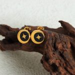 Six-Pointed Star Earrings Lucky Compass Dripping Zircon Design Temperament Stainless Steel Studs Ornament Female