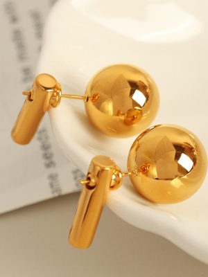 Ear Studs Earrings Light Luxury Decoration Design Advanced Stainless Steel 18K Gold Plating