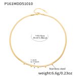 color: P161-Gold Blade Chain Necklace 41+5cm