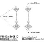color: F1010-White Four-petal Flower Zircon Steel Color Earrings