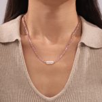 Baroque New Cut Surface Natural Stone Necklace Colorful Personality Beaded Stainless Steel 18K Gold Plating Clavicle Chain