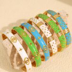 Personalized Retro Design Oil Dripping Bracelet 18K Stainless Steel Diamond-Embedded Adjustable Bracelet for Ladies