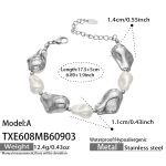 color: TXE608-A Style Shell Pearl Steel Color Bracelet -17.5+5cm