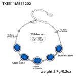 color: TXE511-Blue Color Glass Stone Steel Color Bracelet 17+5cm