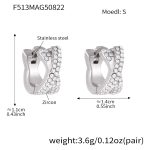 color: F513-Steel Color Cross Over Full Pave Zircon Earrings -S-8mm