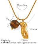 color: XL169 Tiger Eye Gold Necklace