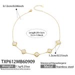 color: TXP612-White Cracked Ice Stone Flower Gold Necklace -39+5cm