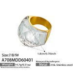 color: A708-White Glass Stone Ring / size: US 7