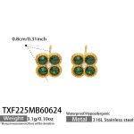 color: TXF225-Dark Green Color Zircon Gold Earrings