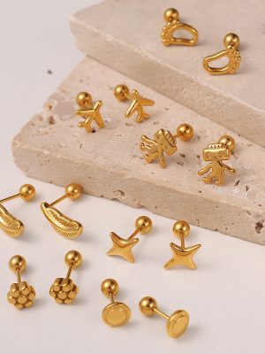 Same Style Glossy Airplane Robot Shape Earrings for Women New Earrings
