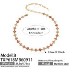 color: TXP618-B Style Pink Zircon Gold Necklace -31+12cm