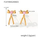 color: F1474-Gold Pink Zircon Earrings