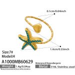 color: A1000-Blue Zircon Starfish Open Ring -H