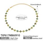 color: TXP617-Green Zircon Gold Necklace -31.5+12cm