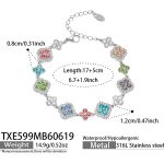 color: TXE599-Colorful Zircon Steel Color Bracelet 17+5cm