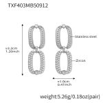 color: TXF403-Steel Color Rectangle Zircon Earrings