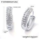 color: F1695-Steel Color White Zircon Earrings -Large