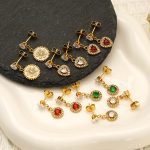 18K Gold Light Luxury Stainless Steel Versatile Zircon Earrings Female Personality High-Grade Earrings