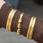 Stainless Steel Geometric Bamboo Bracelet 18K Gold Non-Fading Design Light Luxury High-End Bracelet